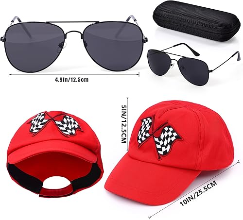 Miniatura 4 de Latocos Disfraz de piloto de carreras para niños y niñas, overol de corredor con gorra de automóvil, lentes de sol, disfraz para niños, juego de rol