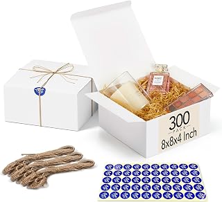 MESHA Gift Boxes Bulk with Lids 8x8x4'' 300PC White, Gift Boxes Bulk for Small Business, Bridesmaid Proposal Boxes with Lids for Engagement Wedding Favors