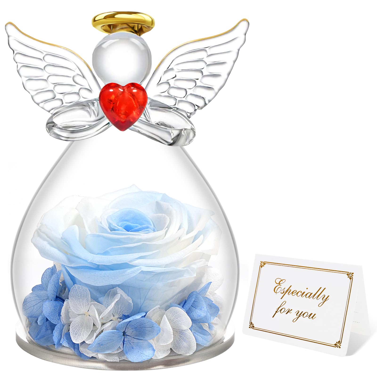 Miofula Preserved Real Rose Gifts for Women,Forever Rose in Glass Birthday Gifts for Women,Eternal Rose Flowers Guardian Angel Gifts for Mum Her Girlfriend Wife Anniversary Mothers Day Mum Couple Gift