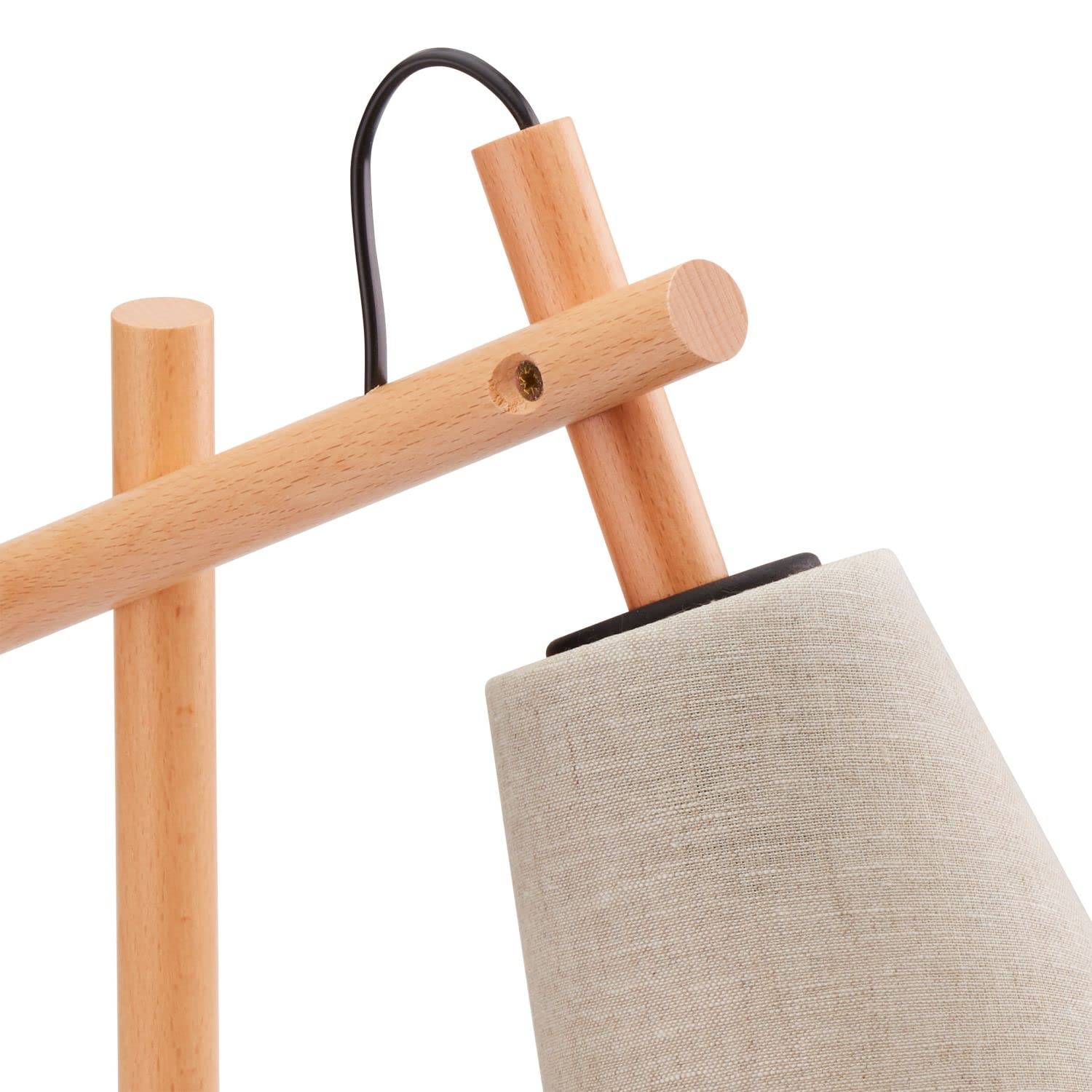 Lampada da tavolo VAIO in legno e lino grigio-marrone E27 interruttore su cavo A: 46cm camera da letto soggiorno comodino lampada da tavolo lampada da interno ufficio