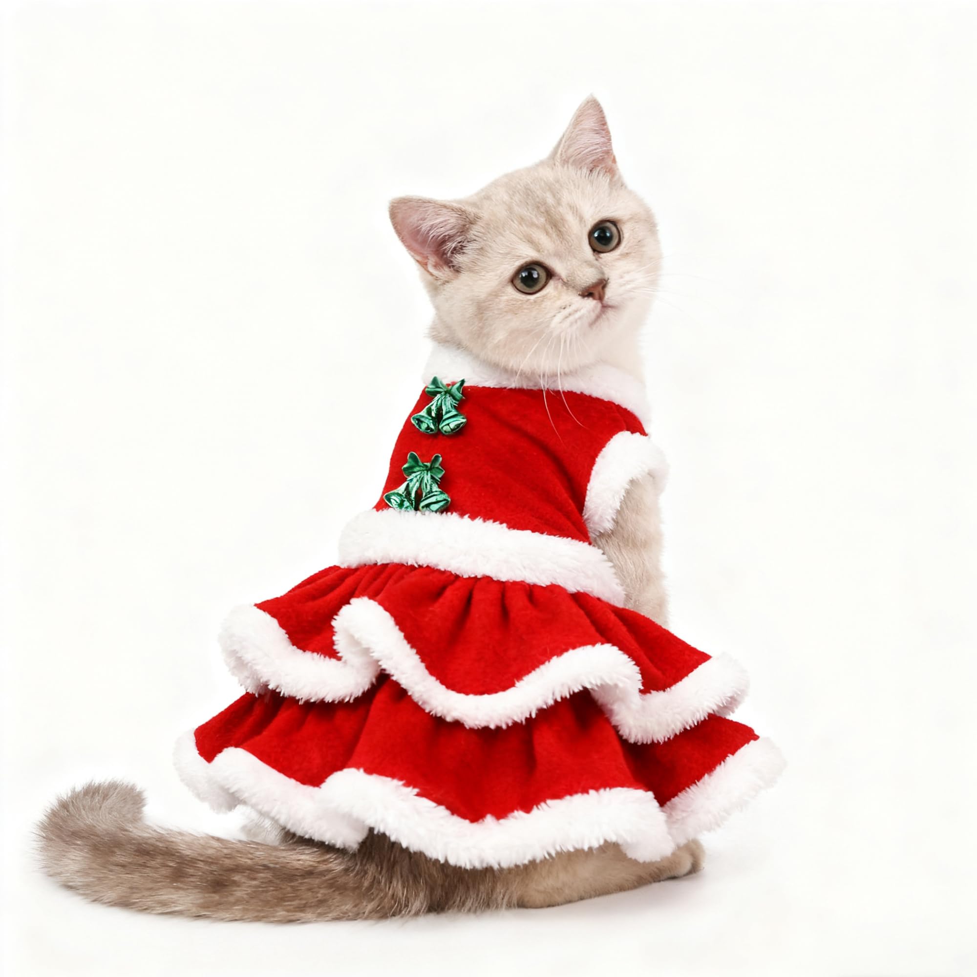 Vestido de Navidad para gato y perro ideal para las fotos de Nochebuena
