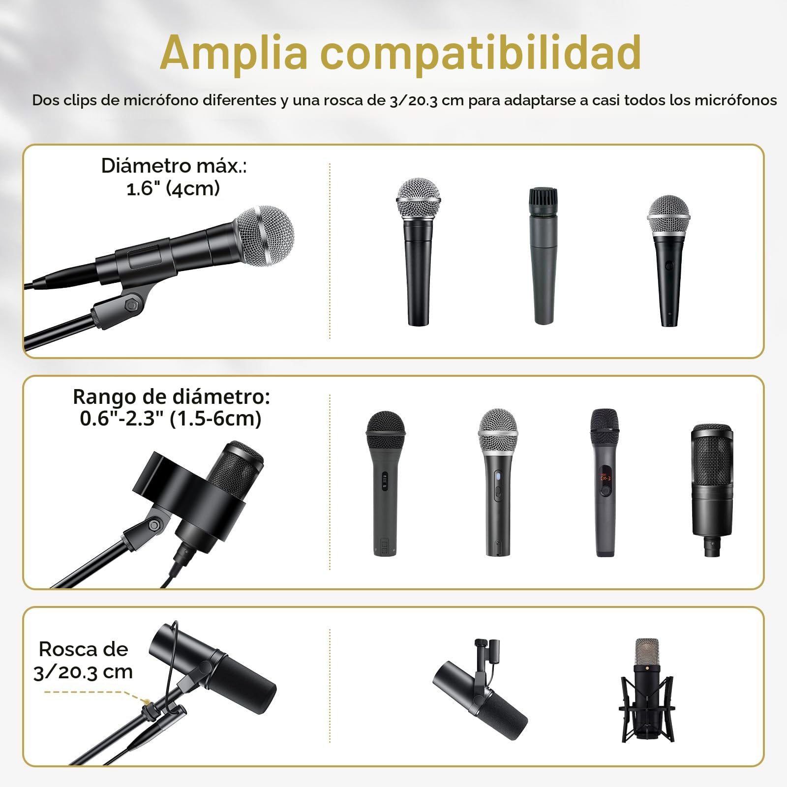 TONOR Soporte de Micrófono con Soporte para Tableta y Móvil, Trípode Suelo con Altura y ángulo Ajustables, Soporte Resistente para Conciertos Videoconferencias Escenarios con Bolsa de Transporte, T35