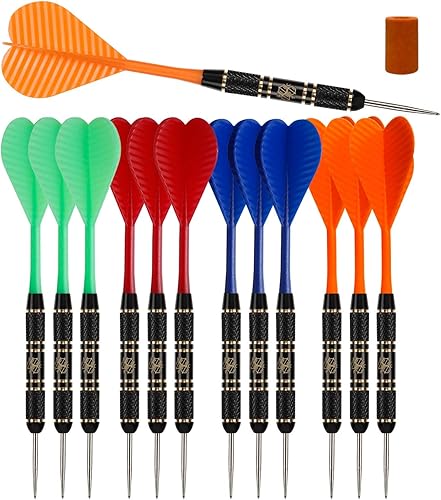 Miniatura 7 de SHOT TAKER CO. EST. 2017 Juego de dardos de punta de acero  12 dardos de barra 3 de cada color dardos divertidos perfectos para 4 jugadores lanzando