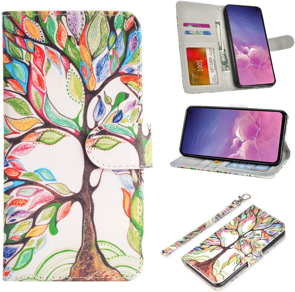 UrSpeedtekLive Galaxy S10e Case, Galaxy S10e Wallet Case, Premium PU Leather Wristlet Flip Wallet Case Cover with Card Slots & Stand for Samsung Galaxy S10e - Love Tree