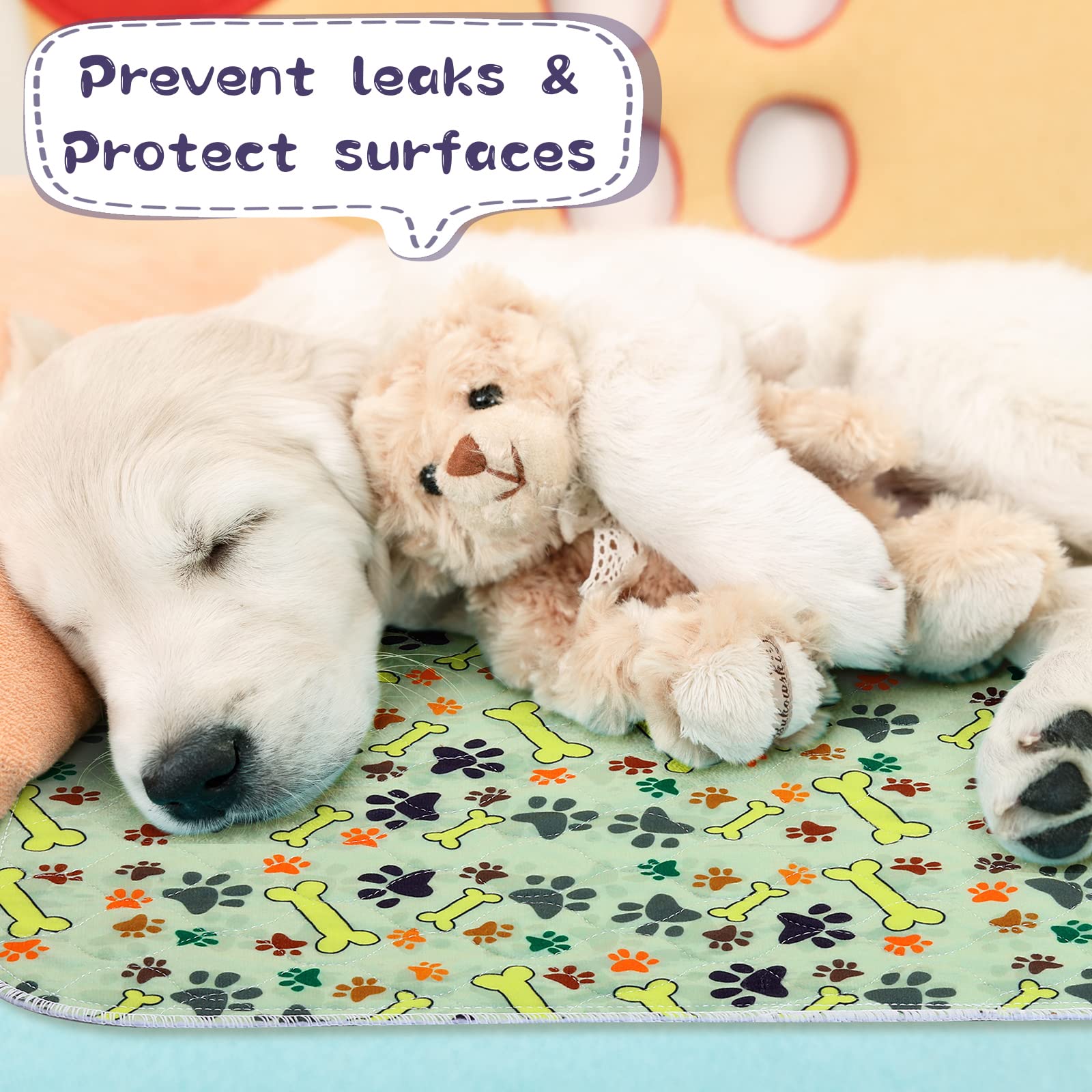 Photect 6 Tappetini Assorbenti Impermeabile per Cani Tappetini Igienici Riutilizzabili Cuscinetti Antiscivolo per Pipì Cuccioli Tappetini con Controllo Odori per Addestramento, 40 x 60 cm