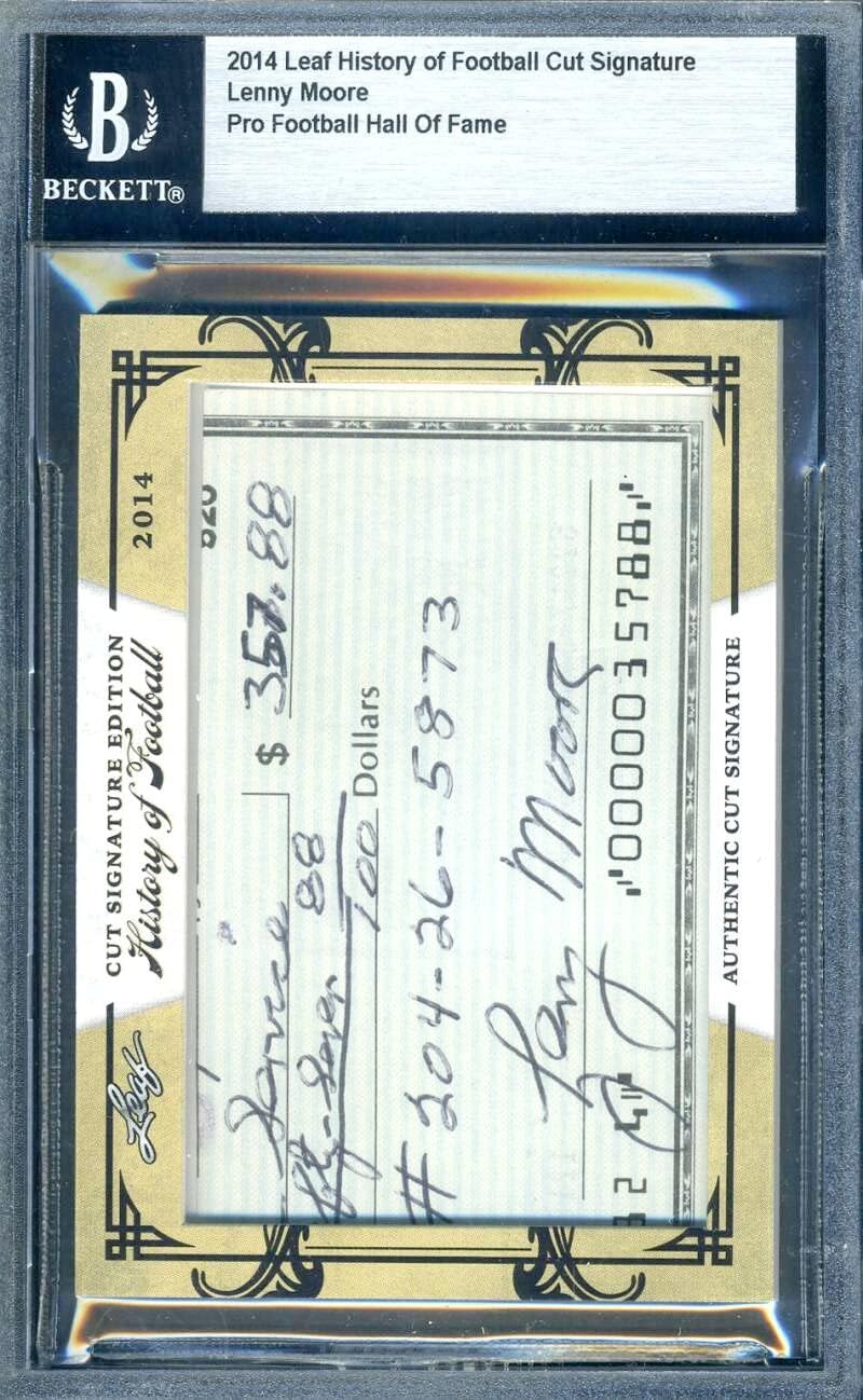 Lenny Moore Beckett Signed Coa 2014 Leaf History of Football Cut Autograph