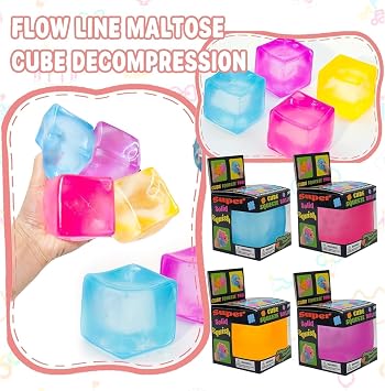 Premium Big Block Cube ,Ice Cube Squishies Toys,Durable, Slow-Rebound fingertip Exquisite Spherical ice Cube with boxGift-Ready (Blue)