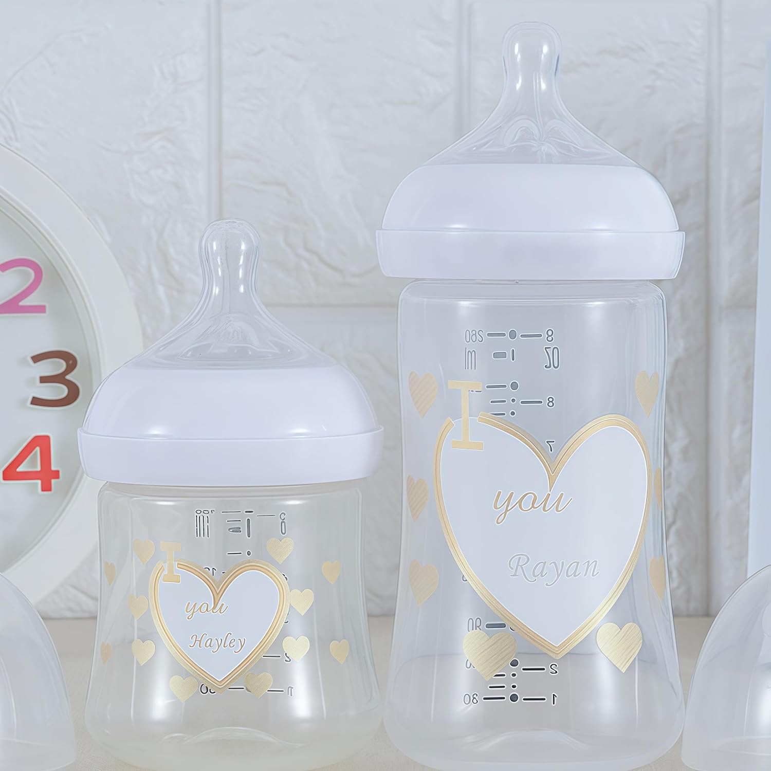 Personalized Bling Baby Bottle 260ml and 150ml Plastic BPA Free Ideal for New Born and Baby Shower (Rose Gold, 240ml)