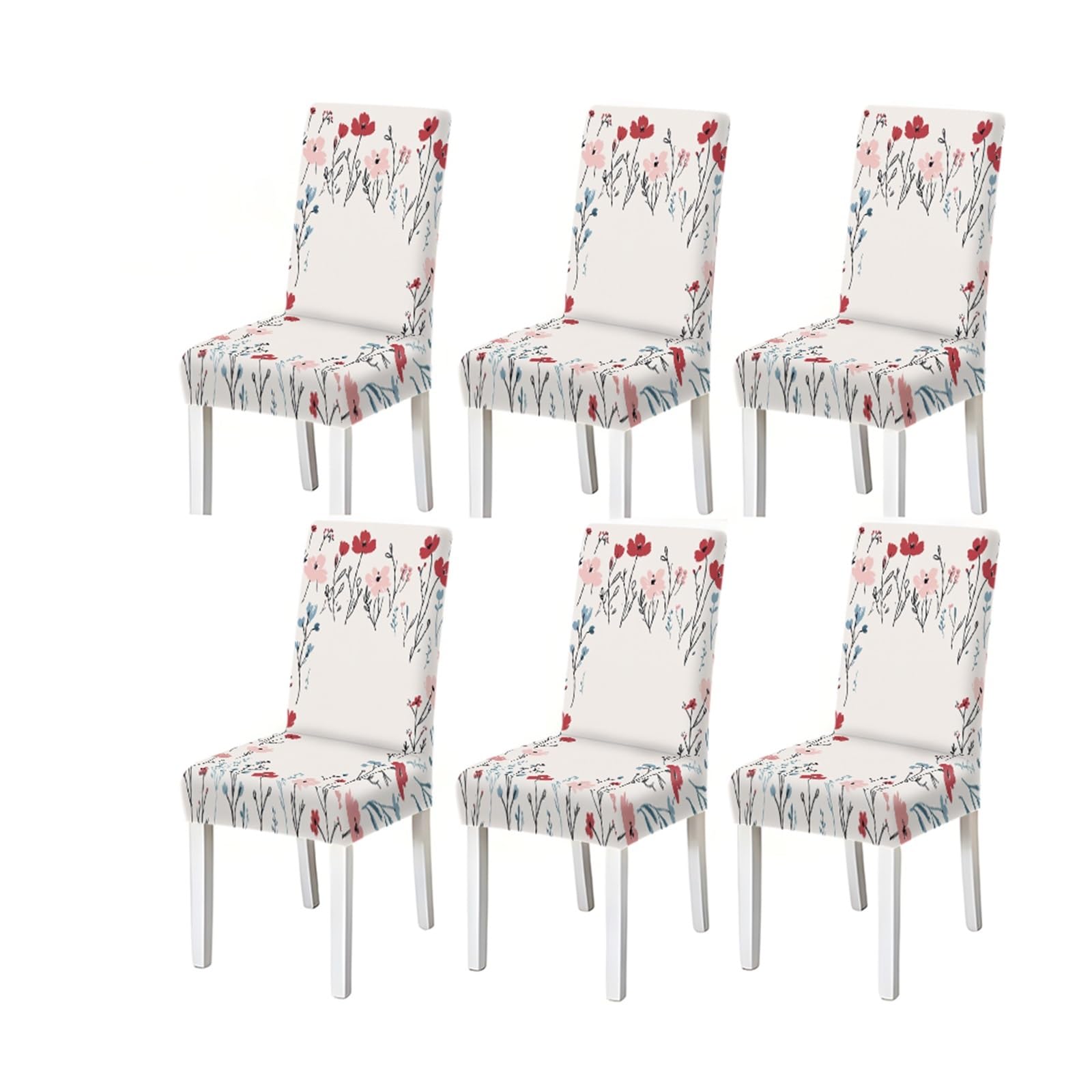 KXUAUV Watercolor Wildflower Floral Pattern Print Dining Chair Covers Set Of 2/4/6, Stretch Slipcovers For Kitchen Dining Room Seat Protectors for Restaurant Hotel Party(6PCSChair cover)