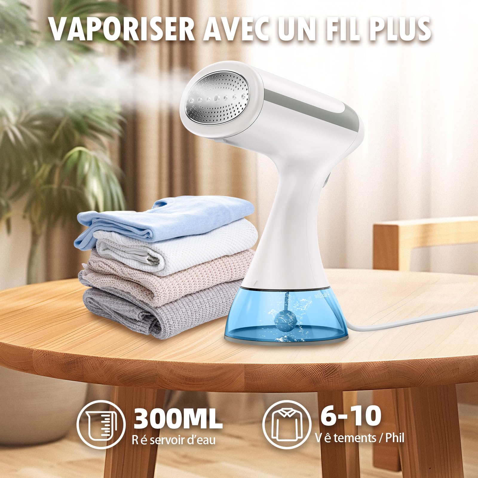 Vapor vapor, 1500 W vaporizador portátil, vaporizador vertical con depósito de agua de 300 ml, calentamiento rápido en 20 s, plancha de vapor de viaje para quitar los pliegues de la ropa