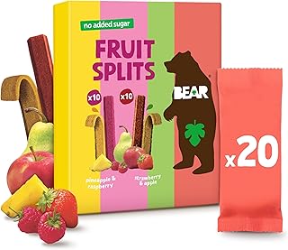 BEAR Fruit Splits Variety Pack - 100% natural ingredients - No added sugar - Lunchbox Snacks for Kids & Adults - 20g x 20-400g