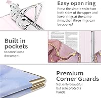Vista 192 de Ospelelf Mini 3 Ring Binder, 2 Inch, Cute Pink Marble Binder for 5.5" x 8.5" with 5 Tab Dividers, File Folder Labels and Low Profile Clipboards