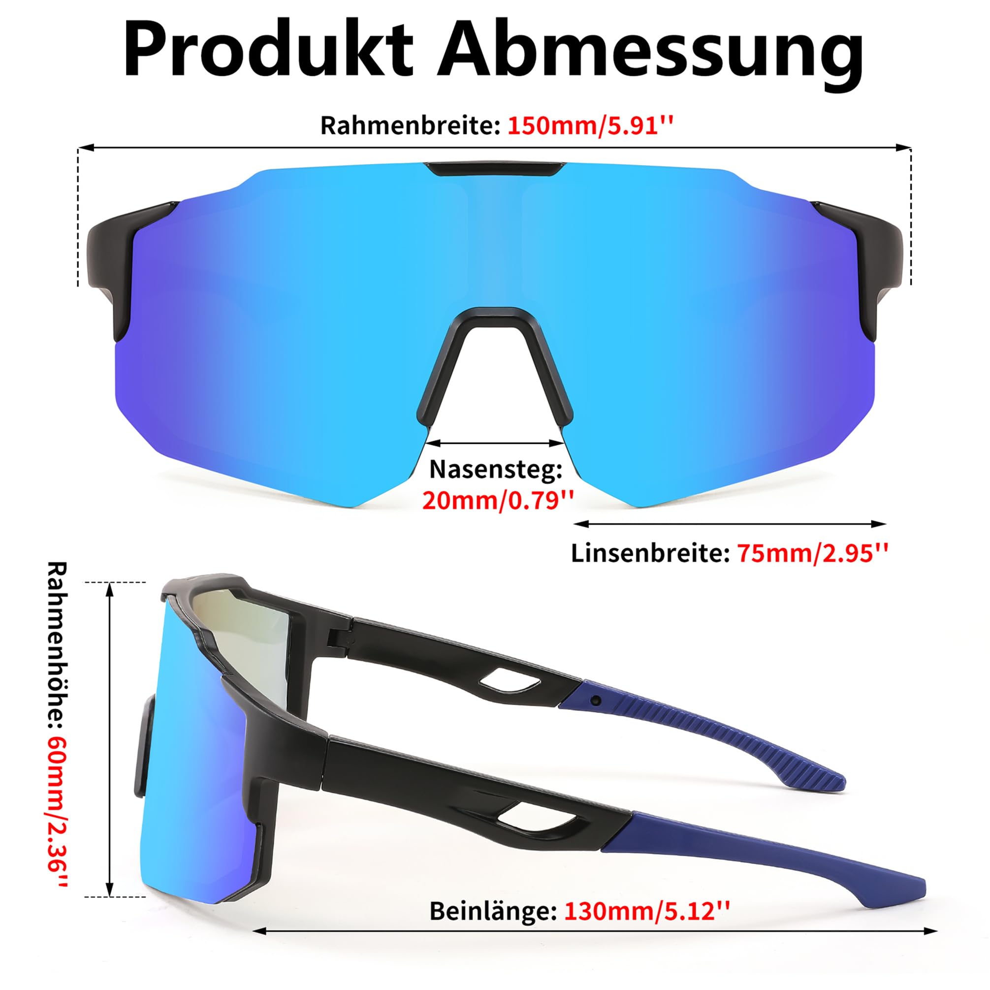 FEISEDY Sport Sonnenbrille Herren Damen Fahrradbrille Radbrille Verspiegelt Sportbrille für MTB Rennrad Radfahren Biking Laufen Enduro mit UV400 Schutz B2388