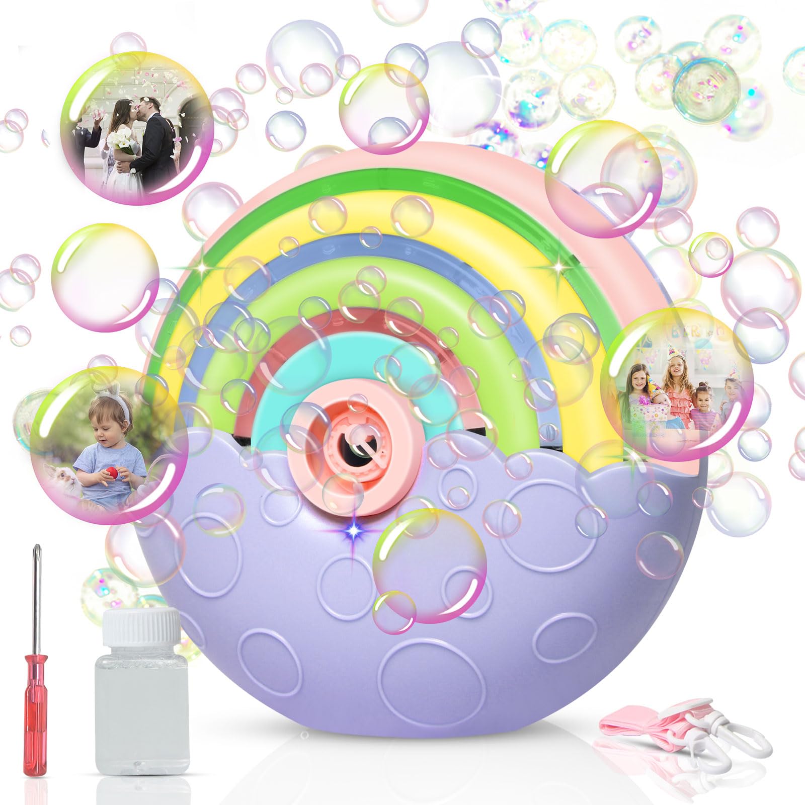 Máquina de Burbujas Niños Panamalar Kit de Juguete Automático Hacer Burbujas 2000+ Burbujas por Minuto Máquina Portátil de Soplado Burbujas con Soluciones para Interior Exteriores Bodas Fiestas