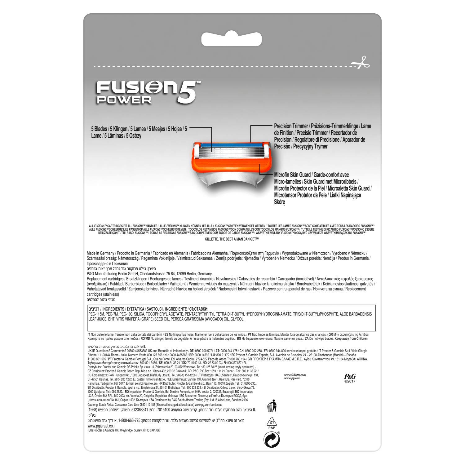 Gilette Fusion5 Leistung Rasierklingen, 12 Stück