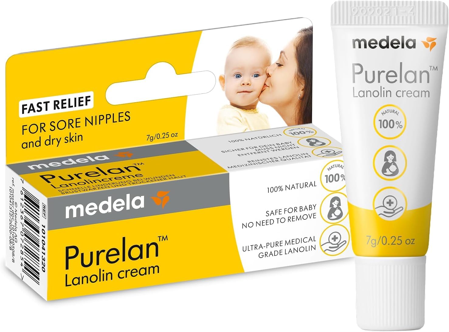 Medela Purelan - Crema 100% natural, 100% lanolina, 7 g, ideal para los pezos doloridos y la piel seca de toda la familia