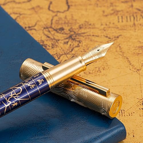Miniatura 6 de Hongdian 8041 Qinghai-Tibet Plateau Souvenir - Pluma estilográfica, Iridum Extra Fine Golden Nib con caja de bolígrafo de metal