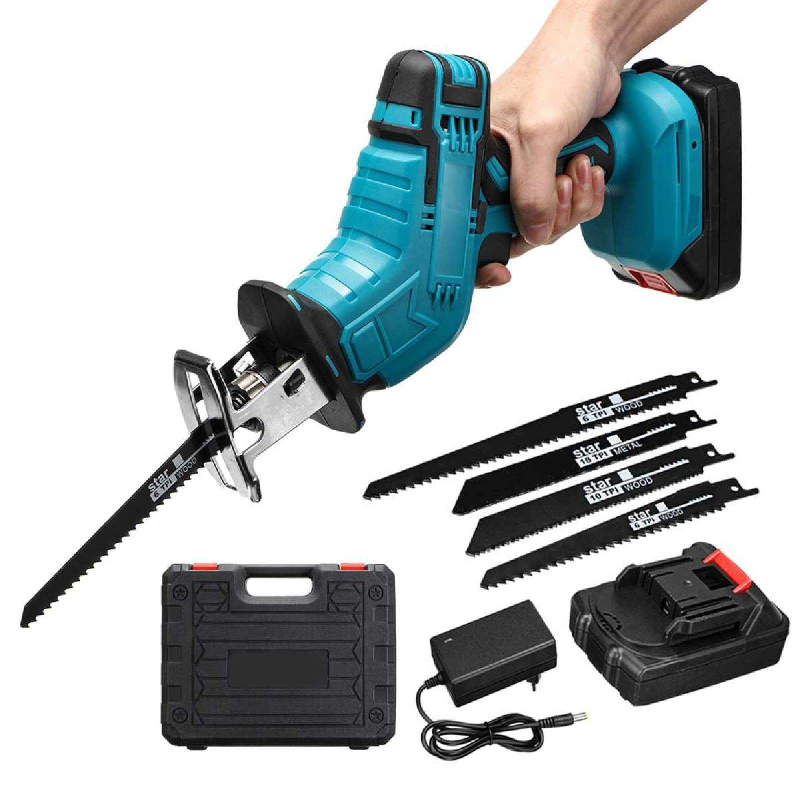 Sierra Eléctrica para Huesos, Sierras Alternativas Inalámbricas para Carne, Potente Kit De Sierra Manual, Luz LED + Caja De Almacenamiento, para Corte,21v