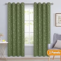 Vista 212 de BGment Room Darkening Curtains 95 Inches Long, Grommet Thermal Insulated Blackout Curtains with Wave Line and Dots Printed for Bedroom, 2 Panels