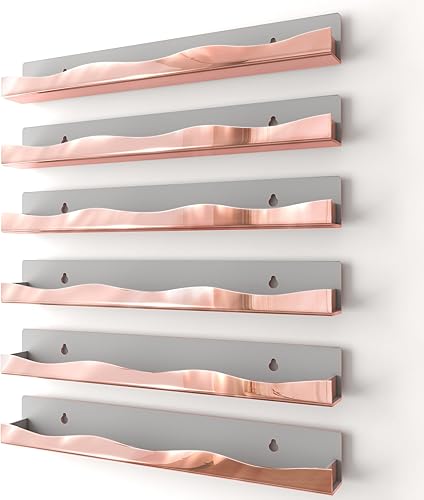 Miniatura 7 de YMVV - Organizador de esmaltes de uñas para montaje en pared - Estante de esmaltes de 15 pulgadas con acabado de espejo dorado, almacenamiento para