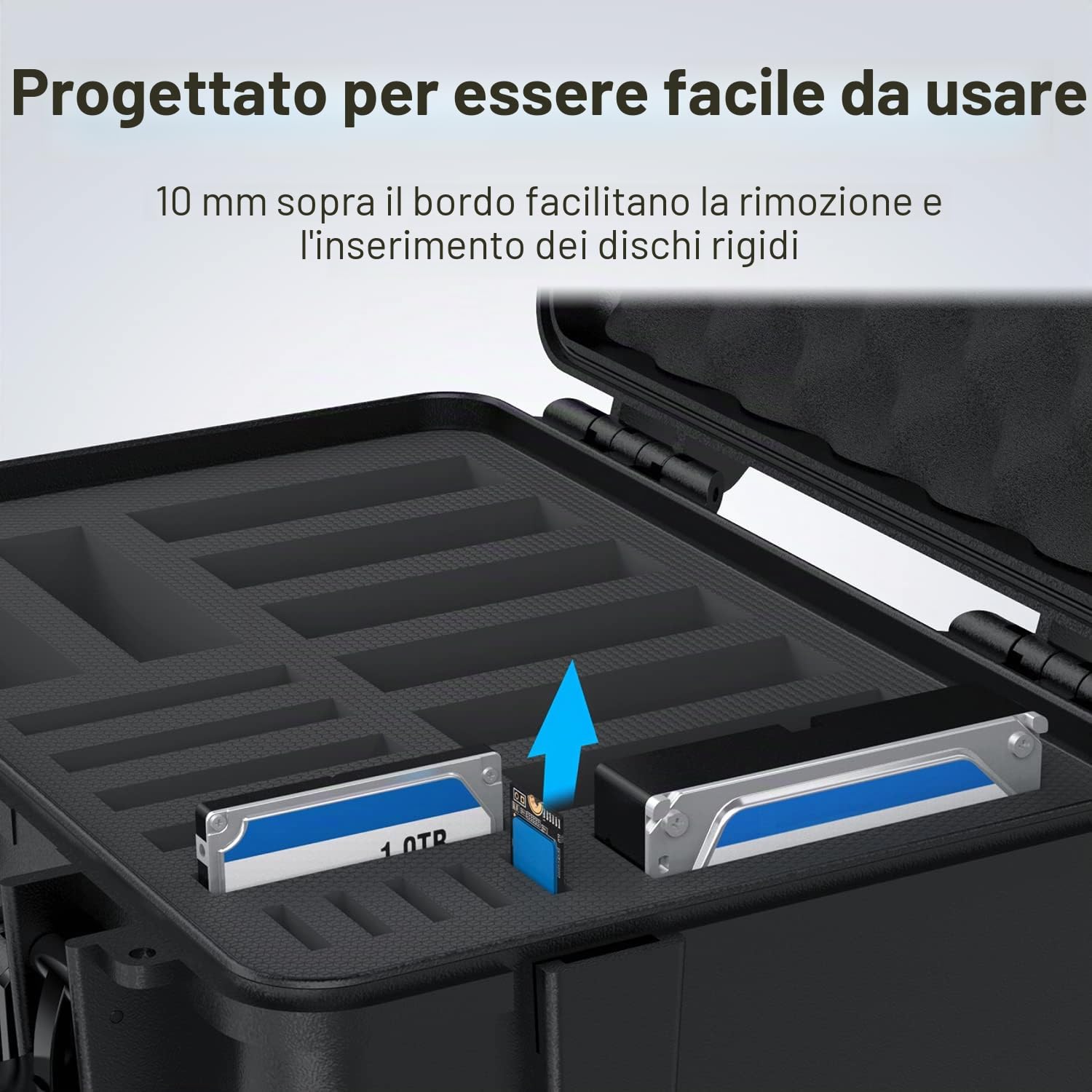 GRAUGEAR Custodia protettiva per hard disk da 3,5" e 2,5" e M.2 HDD/SSD, custodia per hard disk fino a 19 dischi, resistente agli urti, resistente al calore, impermeabile