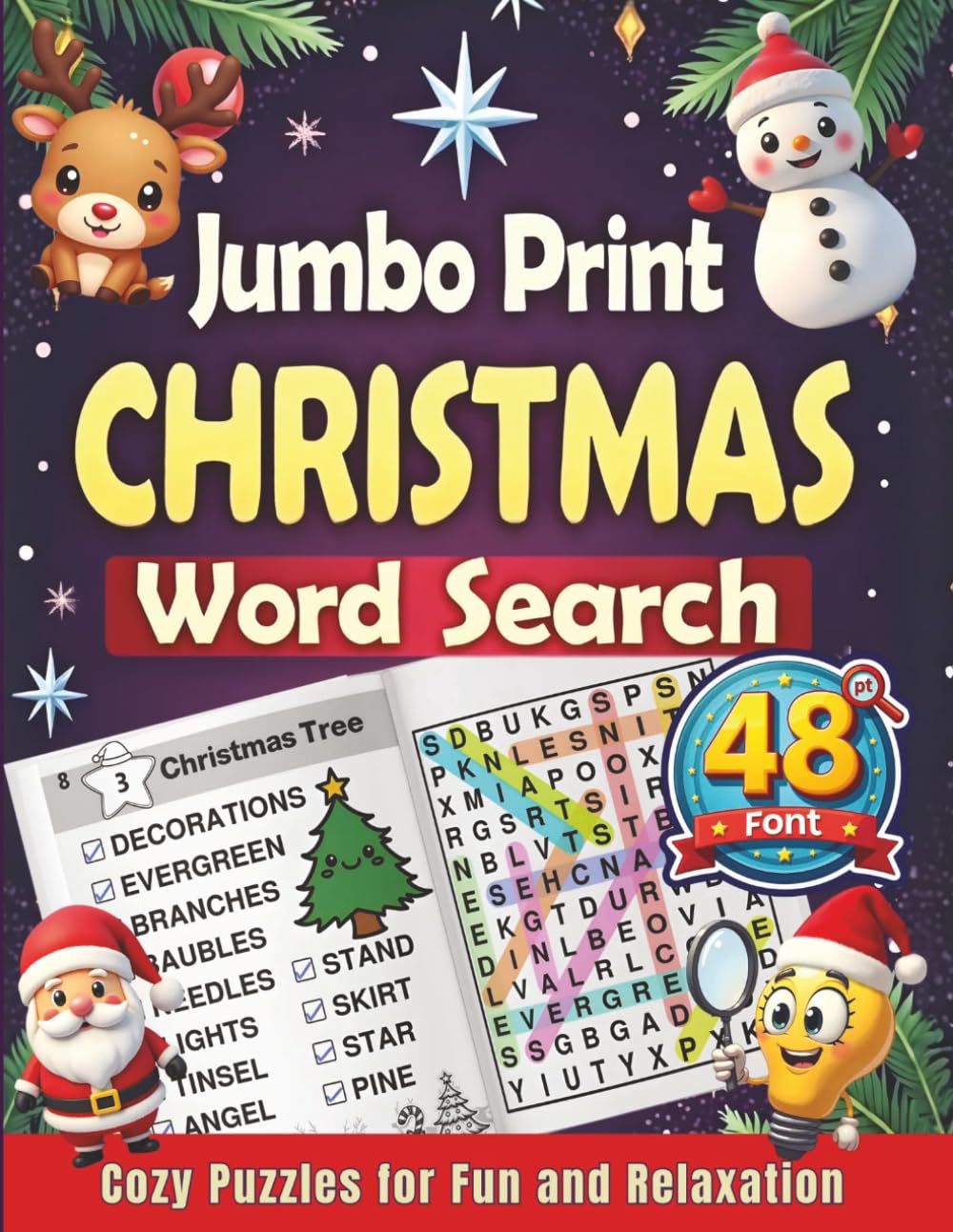 Jumbo Print Christmas Word Search (48 pt Font): Cozy Puzzles for Fun and Relaxation: Brain-Boosting Holiday Games for Seniors, Teens, and Adults with ... Series: Cozy Puzzles for Fun and Relaxation)