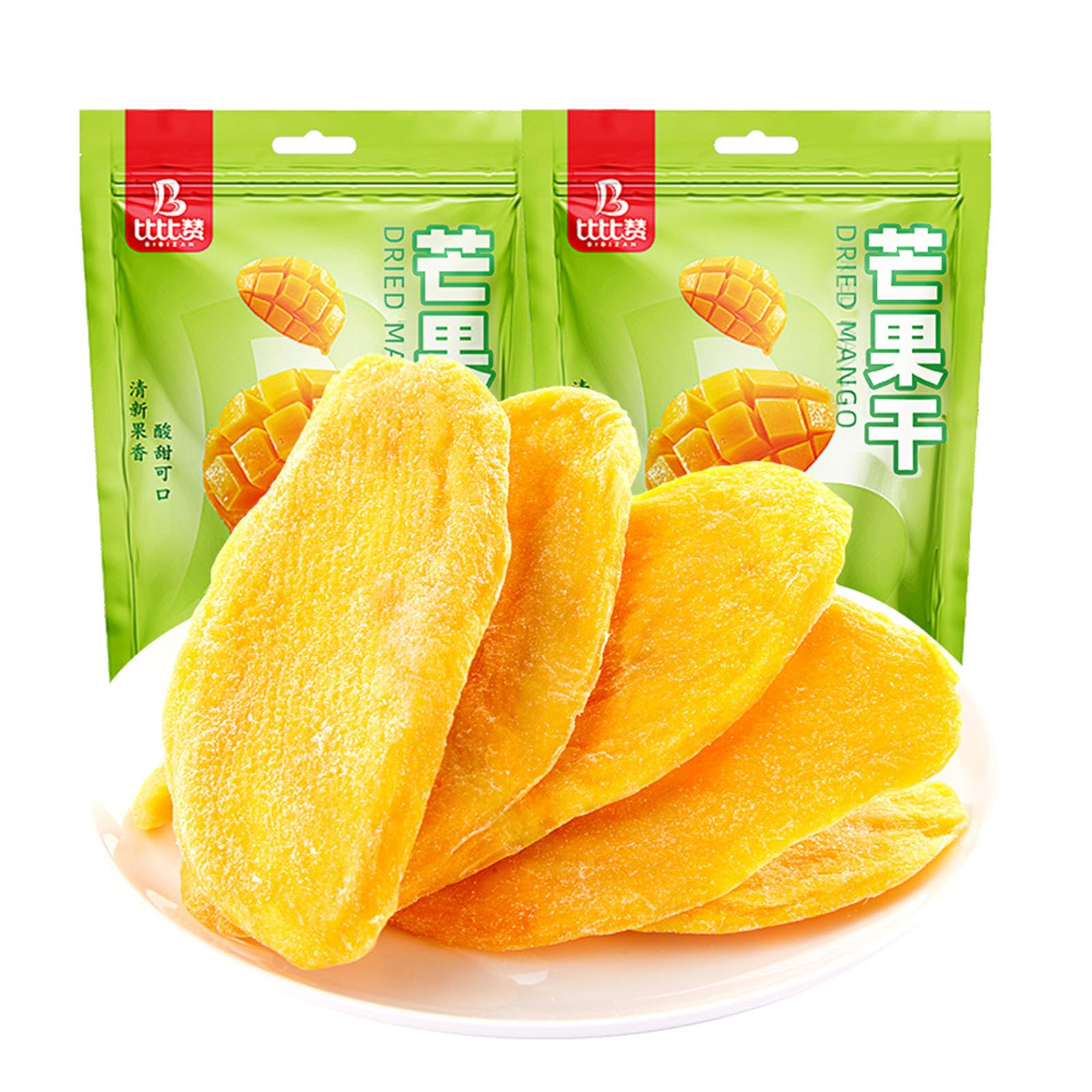 Dried Mango 3.52oz/100g/bag,Dehydrated Fruit Slices,Fruit Snack for Camping,Office(2bags) 芒果干