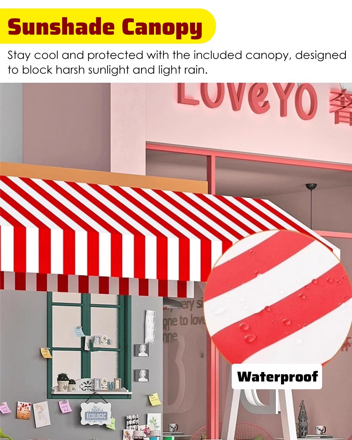 Puesto de Venta Plegable Carritos Móviles Blancos para Vendedores Ambulantes de Comida, Carrito Portátil con Ruedas para Dulces, Ideal para Fiestas y Festivales, Expositor(Width 150cm(59"))