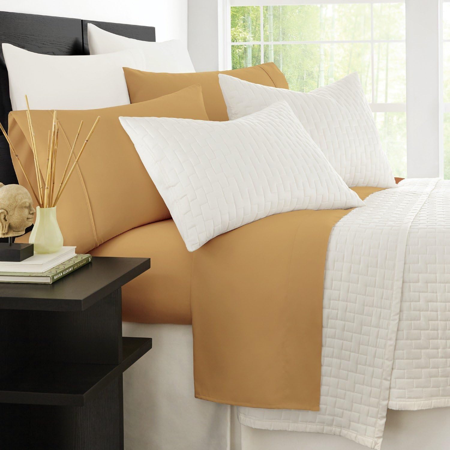 Zen Bamboo Luxury 1500 Series Bed Sheets - Eco-Friendly, Hypoallergenic and Wrinkle Resistant Rayon Derived from Bamboo - 4-Piece - California King - Gold