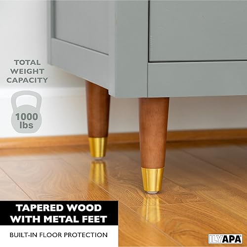 Miniatura 5 de Ilyapa Patas de madera para muebles doradas, juego de 4 patas de repuesto cónicas marrones de 6 pulgadas para sofás, sillas, sofás biplaza y mesas