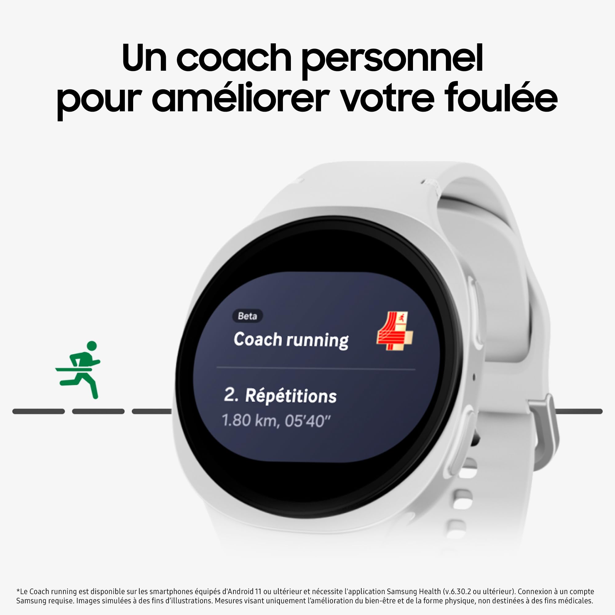Samsung Galaxy Watch8, Montre Connectée, Coach Running, Coach Sommeil, Galaxy AI, Bluetooth, 40mm, Graphite, Chargeur Secteur Rapide 25W Inclus, Version FR