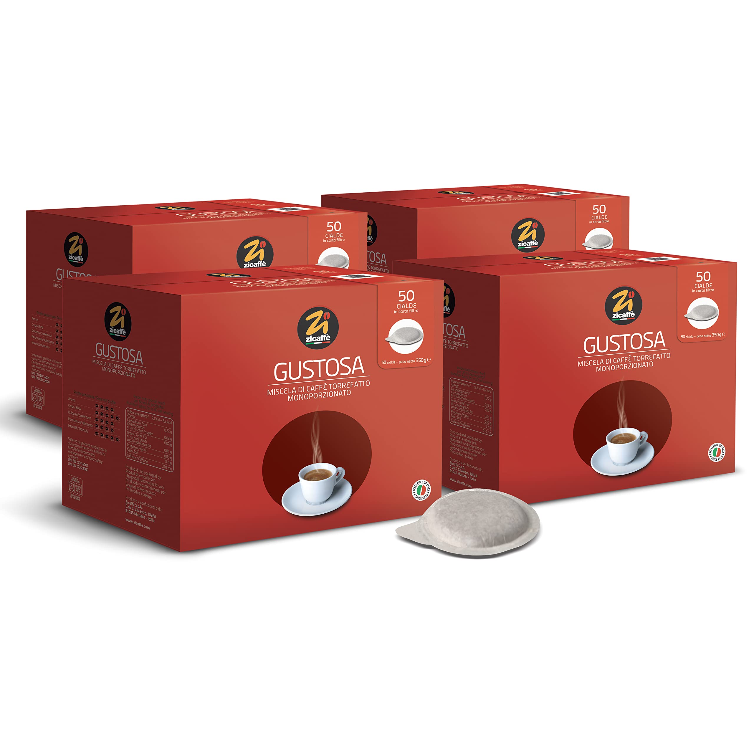 Zicaffè - Cialde Ese Da 44mm Gustosa - 200pz | Caffe Cialde Ese 44 | Cialde Caffe Caffè Cremoso e Dal Gusto Intenso Come Quello Del Bar | Made In Italy