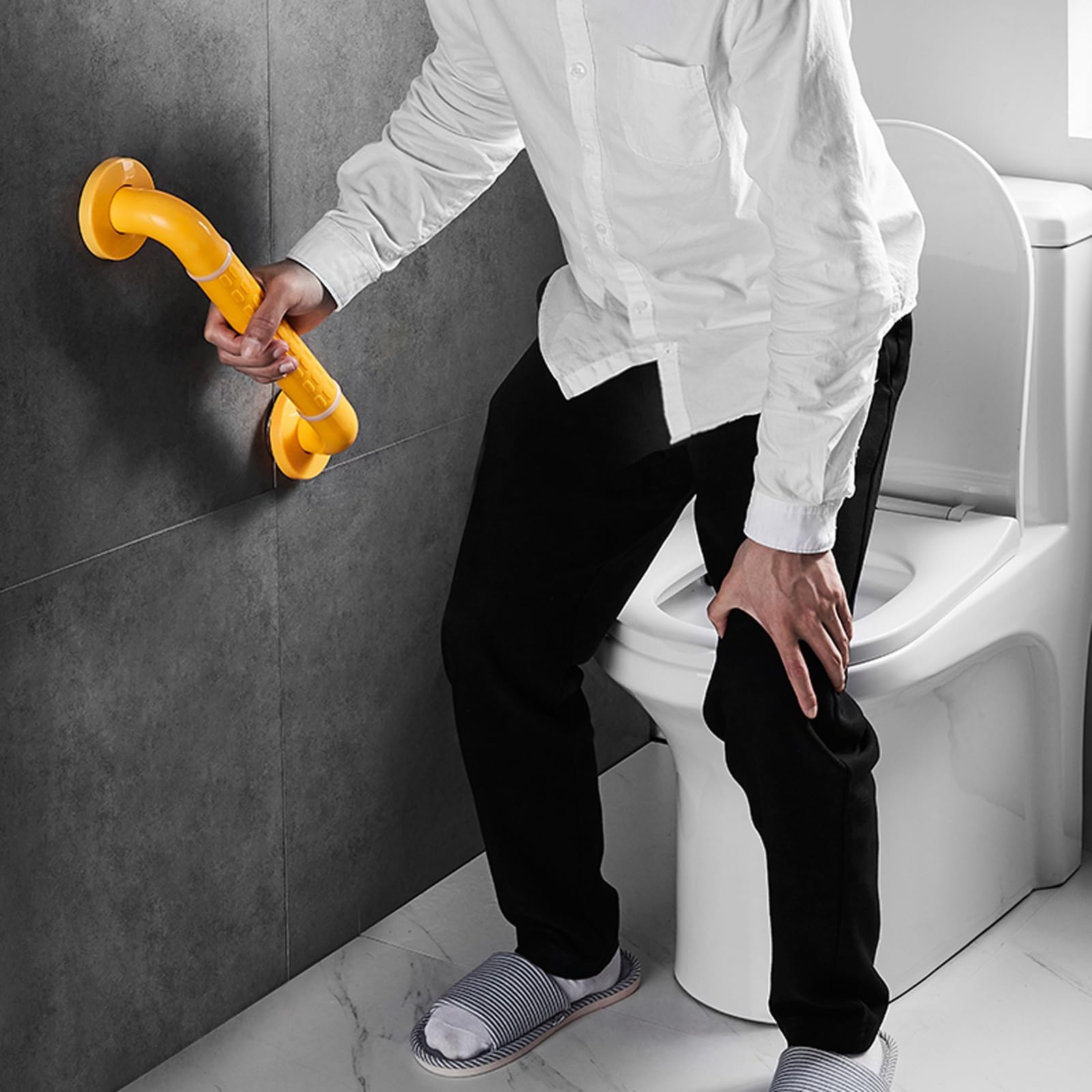 30-140CM Edelstahl Haltegriff Bad Rutschfest für Dusche und WC | Sicherheitsgriff aus Rostfreiem Edelstahl, Stabiler Badewannengriff für Senioren, Kinder und Patienten(Weiß,78cm)