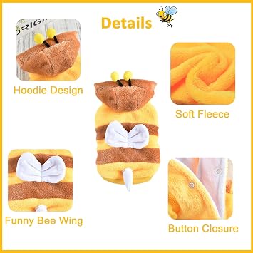 Halloween Dog Bee Costume Outfits for Medium Large Dogs,3XL