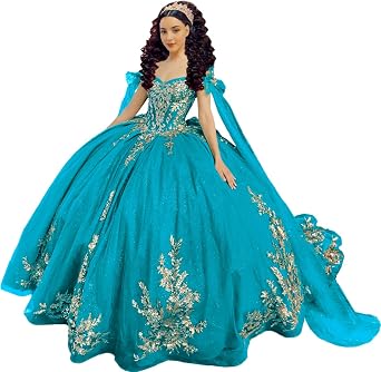 Gold Appliques Quinceanera Dresses with Bow Gorgeous XV Dress with Bow Puffy 15 16 Drseses Ball Gown SE031