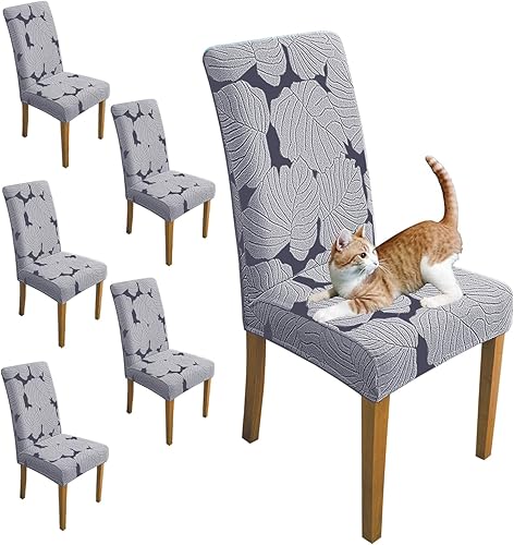Miniatura 8 de Juego de 6 Fundas para Sillas de Comedor Elásticas de Spandex para Cocina Protector Funda Deslizable Extraíble Lavable para Sillas de Comedor