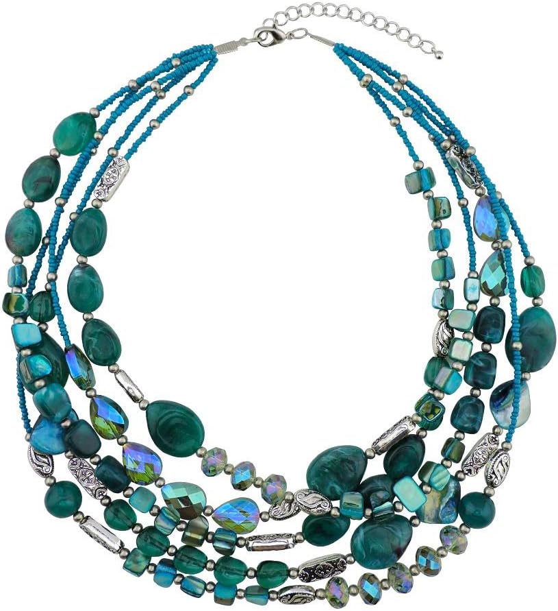Bocar Multi Layer 5 Strand Statement Collar Beaded Necklace for Women Gift(NK-10376)