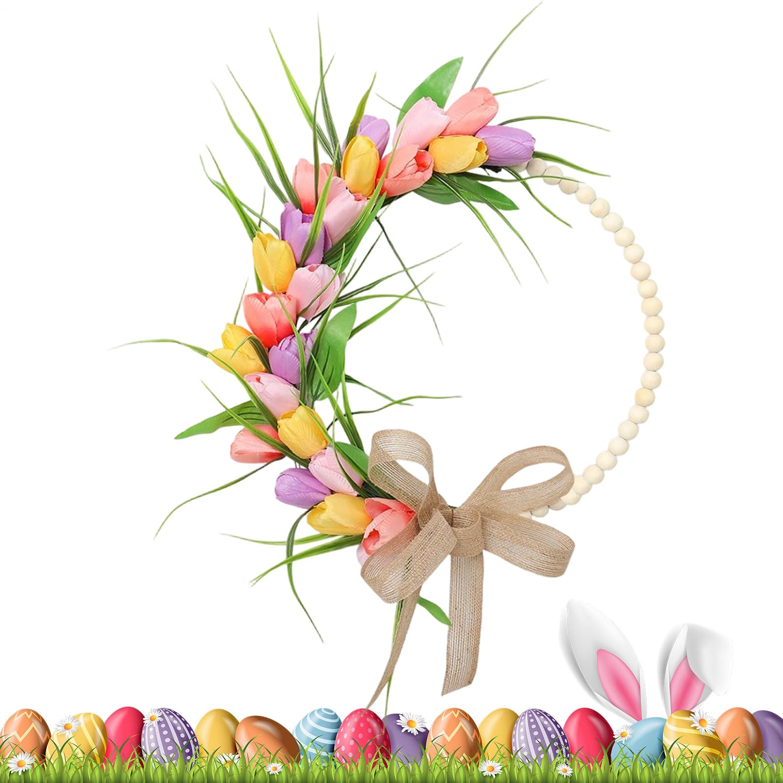 Couronne de porte de printemps de haute qualité esthétique pour maison contemporaine