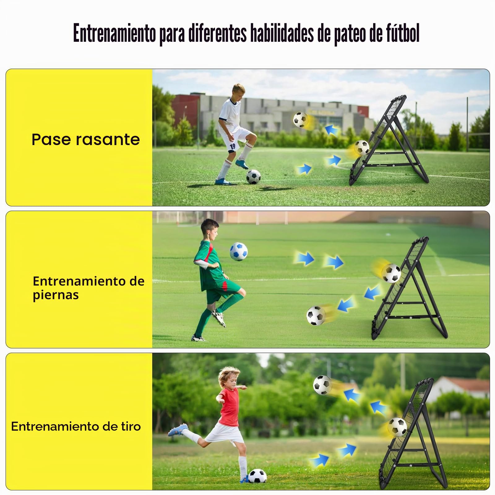 MoKo Reboteador de Fútbol, Red de Rebote para Fútbol con Ángulo de Cambio Rápido, Red de Rebote Portátil de Fútbol Regalos de Entrenamiento, Ayudas en el Patio, Césped, Adolescentes y Adultos