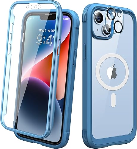 Miniatura 56 de Diaclara Funda magnética diseñada para iPhone Air, protector de pantalla de cuerpo completo, compatible con MagSafe, funda militar a prueba de Azul