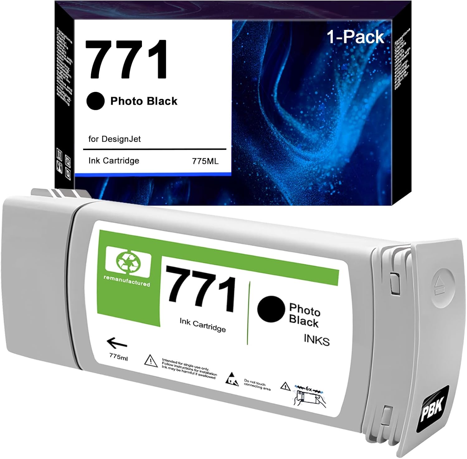 771A Ink Cartridge HP 771 Photo Black B6Y21A Replacement HP DesignJet Z6200 Z6600 Z6800 Z6810 Printer (1-Pack, 775ml)