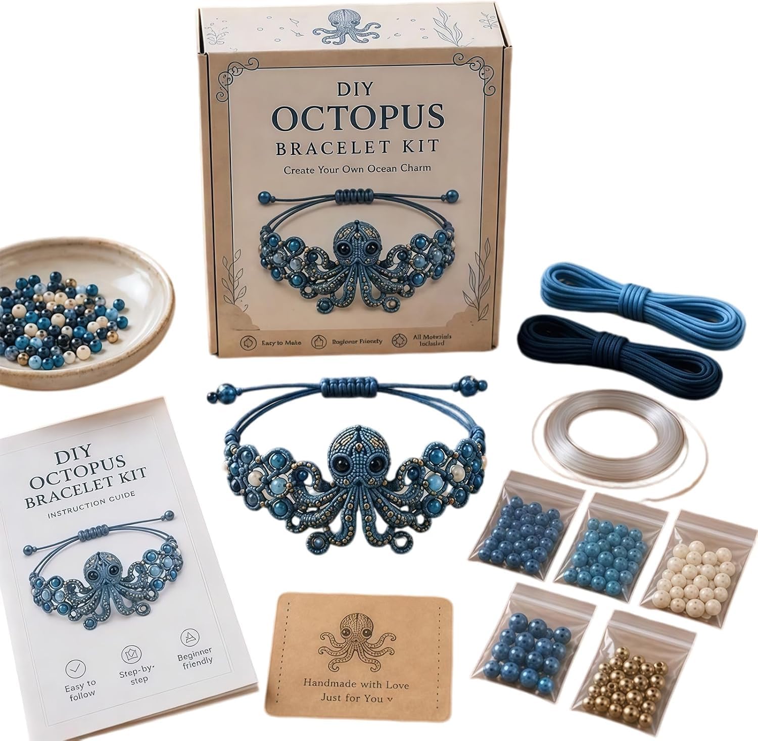 DIY Beaded Bracelet Making Kit 3D Animal Beadwork Jewellery Craft Gifts, Beginner-Friendly, Full-Color Instructions, Adults & Beginners, Creative Beadwork Art, Animal Designs (Multicolor-h)