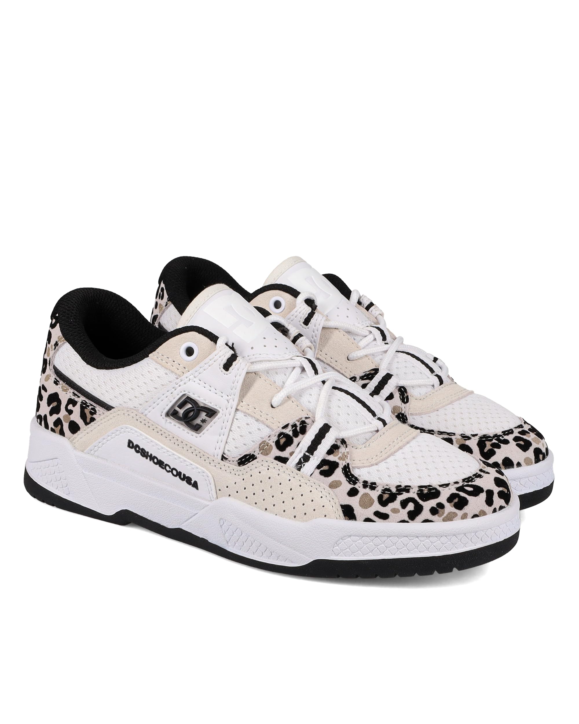 DC Women's Contsruct Sneaker, White/Leopard, 7
