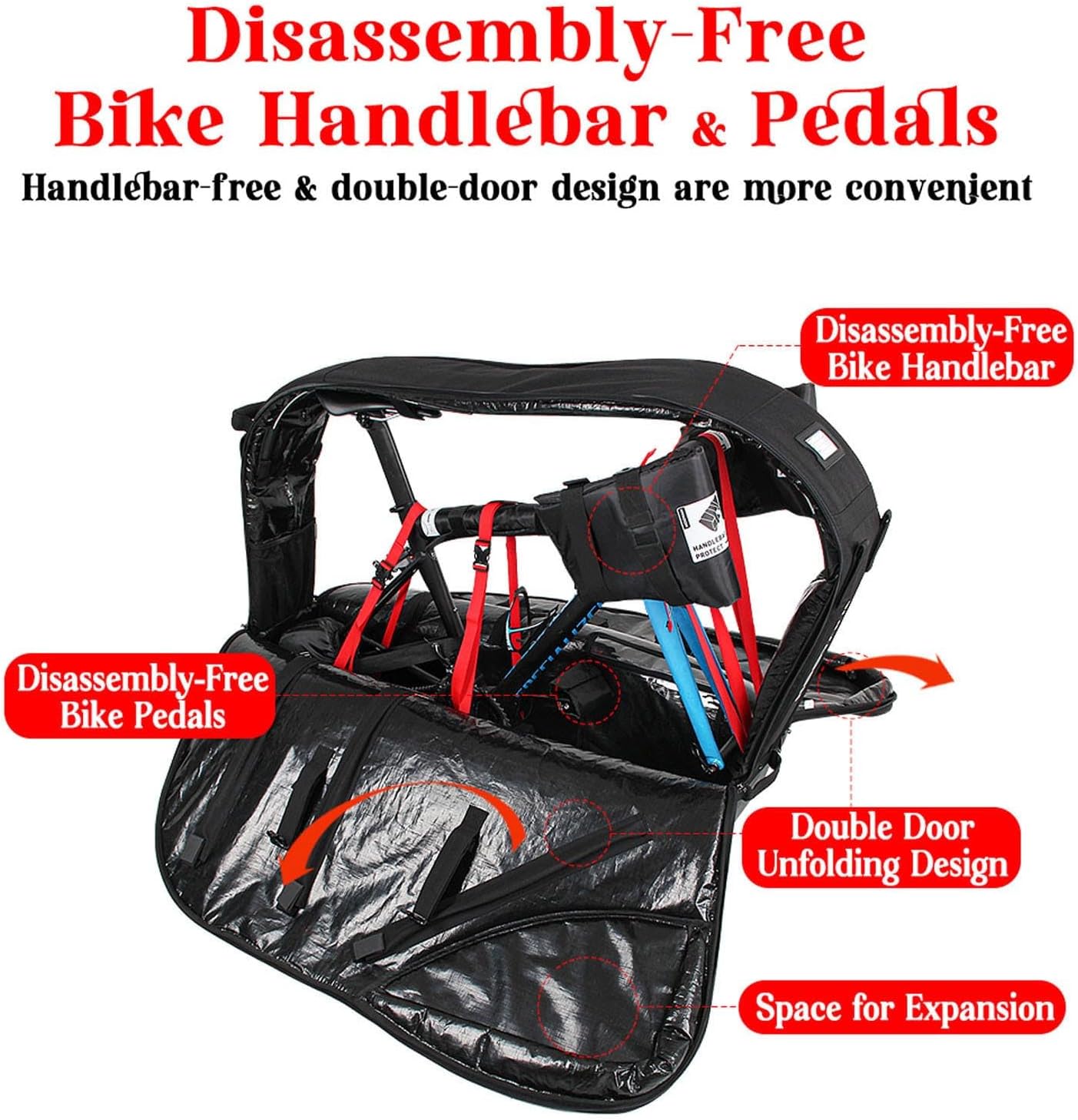 Sports Cycling Triathlon Bike Travel Bag, Air Transport Bicycle Case,No Need to Remove the Handlebar Suitcase