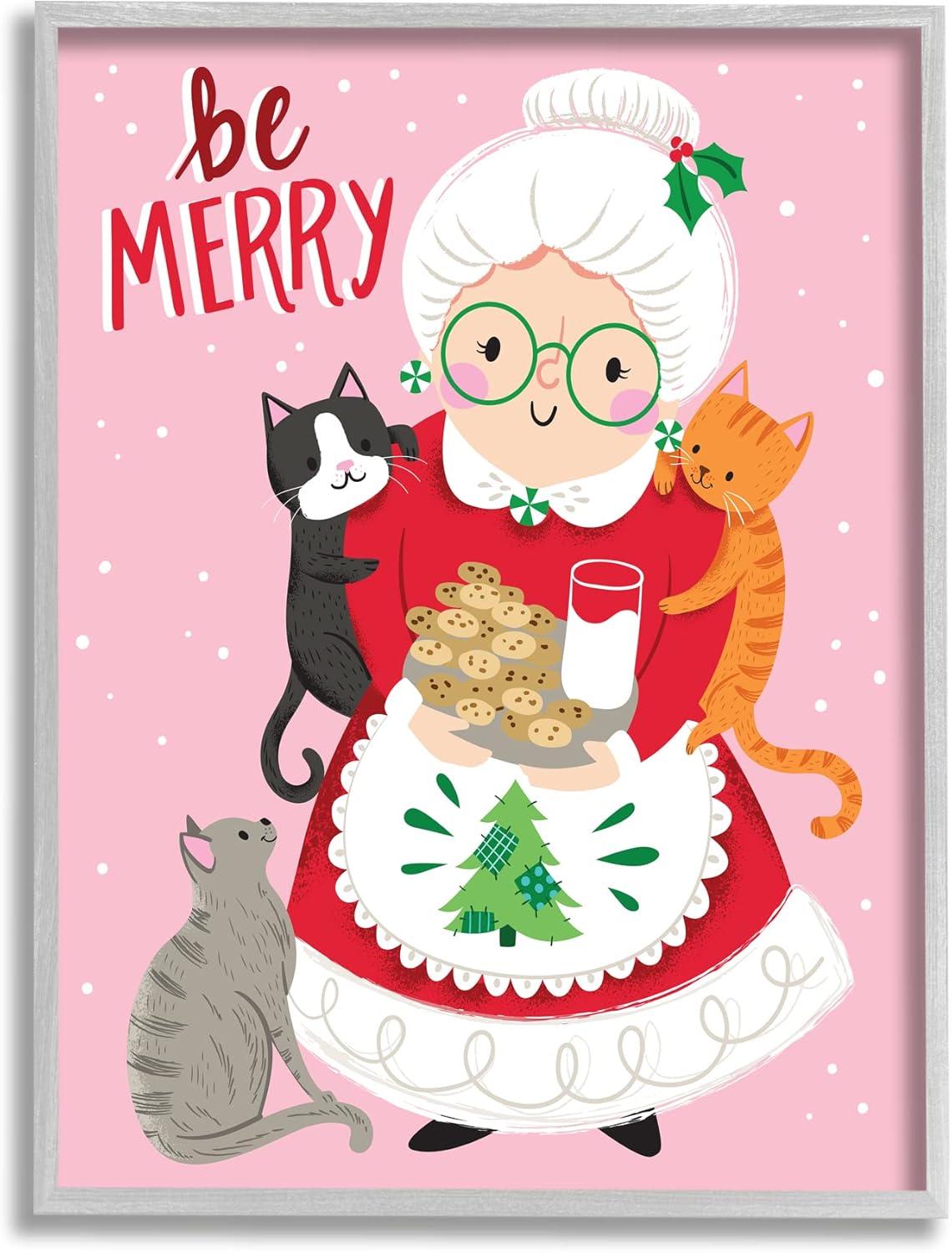 Stupell Industries Be Merry Grandma Christmas Cookies Cats Perched, Design by Arrolynn Weiderhold