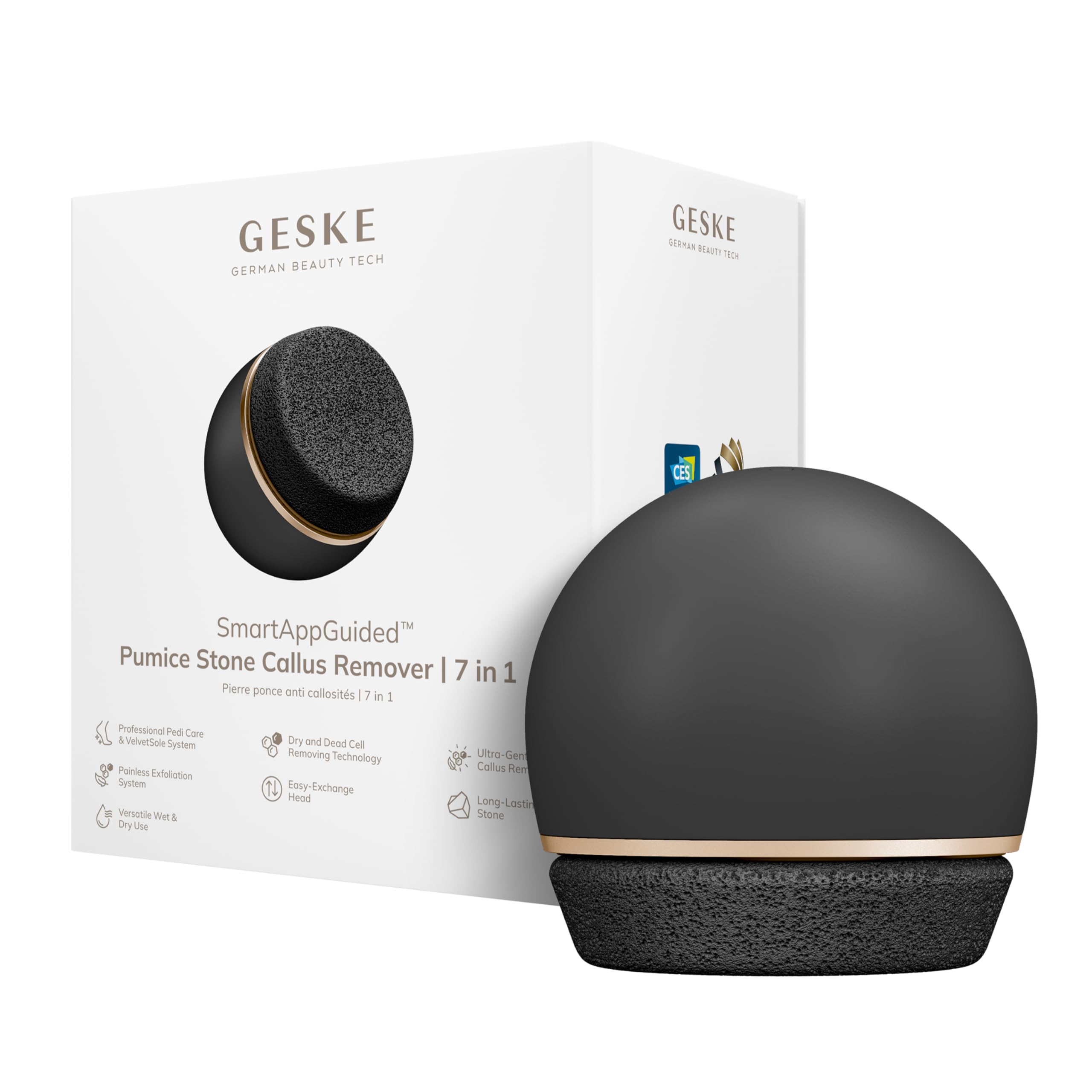 GESKE Pumice Stone Callus Remover | 7 in 1 | Lima per piedi con pietra pomice durevole e sostituibile | Per piedi lisci | Esfoliante avanzato e ammorbidente per la pelle
