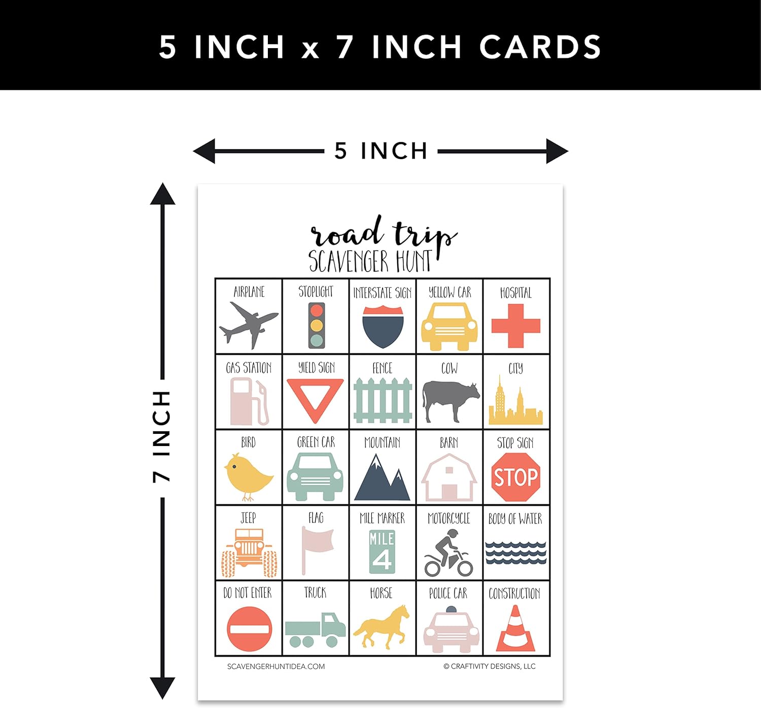 Nature Scavenger Hunt Games for Kids, Outdoor, Birthday Party, Road Trip, Travel Activities, Includes 10 Dry Erase Markers and Cards, Family Game Night