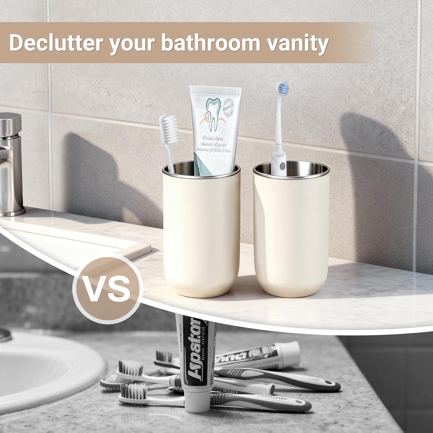 Unbreakable Stainless Steel Toothbrush Holder Tumbler Cup for Bathroom 13oz
