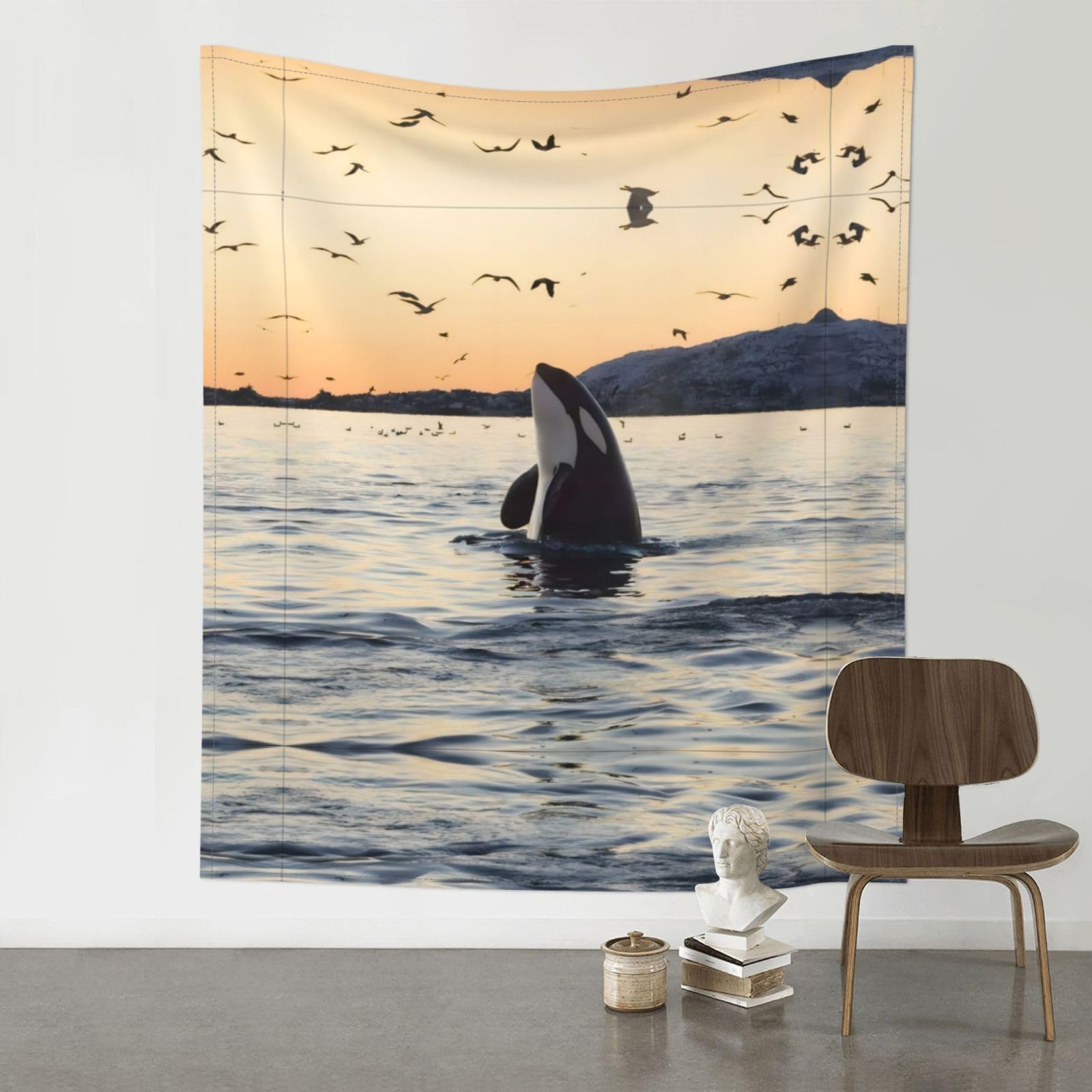 YYHHAOFA Killer Whale Prints 60x51in Wall Tapestry – Durable Polyester Throw for Dorm, Beach, & Home Decor