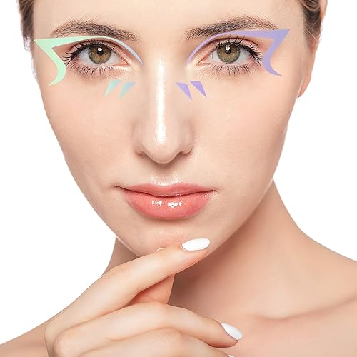 Miniatura 3 de DSLONG Pegatinas de tatuaje temporales de mariposas, calcomanías holográficas para delineador de ojos, para Halloween, diamantes de imitación, ojos